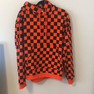 UO Orange and Black Checkered Hoodie
